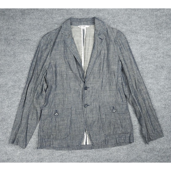 Mr Turk Blazer Jacket Mens 40 Gray Lyocell Linen Blend 2 Button Chore Pockets
